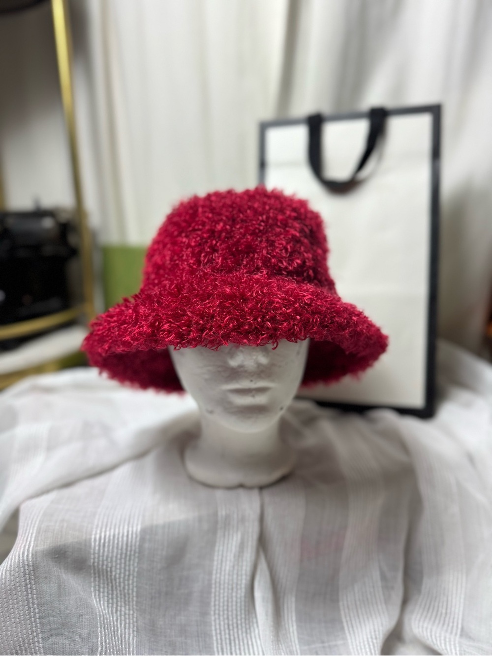 Vintage 90s Y2K Westbound Plush Red Bucket Hat